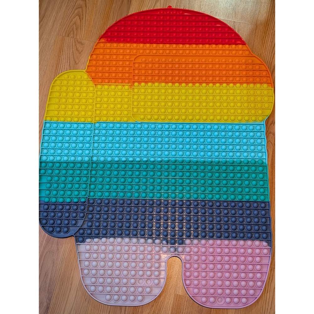 Giant Among Us Pop It Fidget Toy XXL Rainbow Silicone Sensory Bubble 32" x 23"